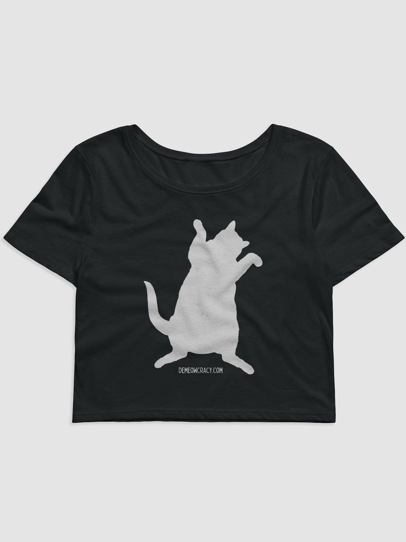 White Cat Silhouette Dancing for DeMeowcracy Women's Crop Tee product image (1)