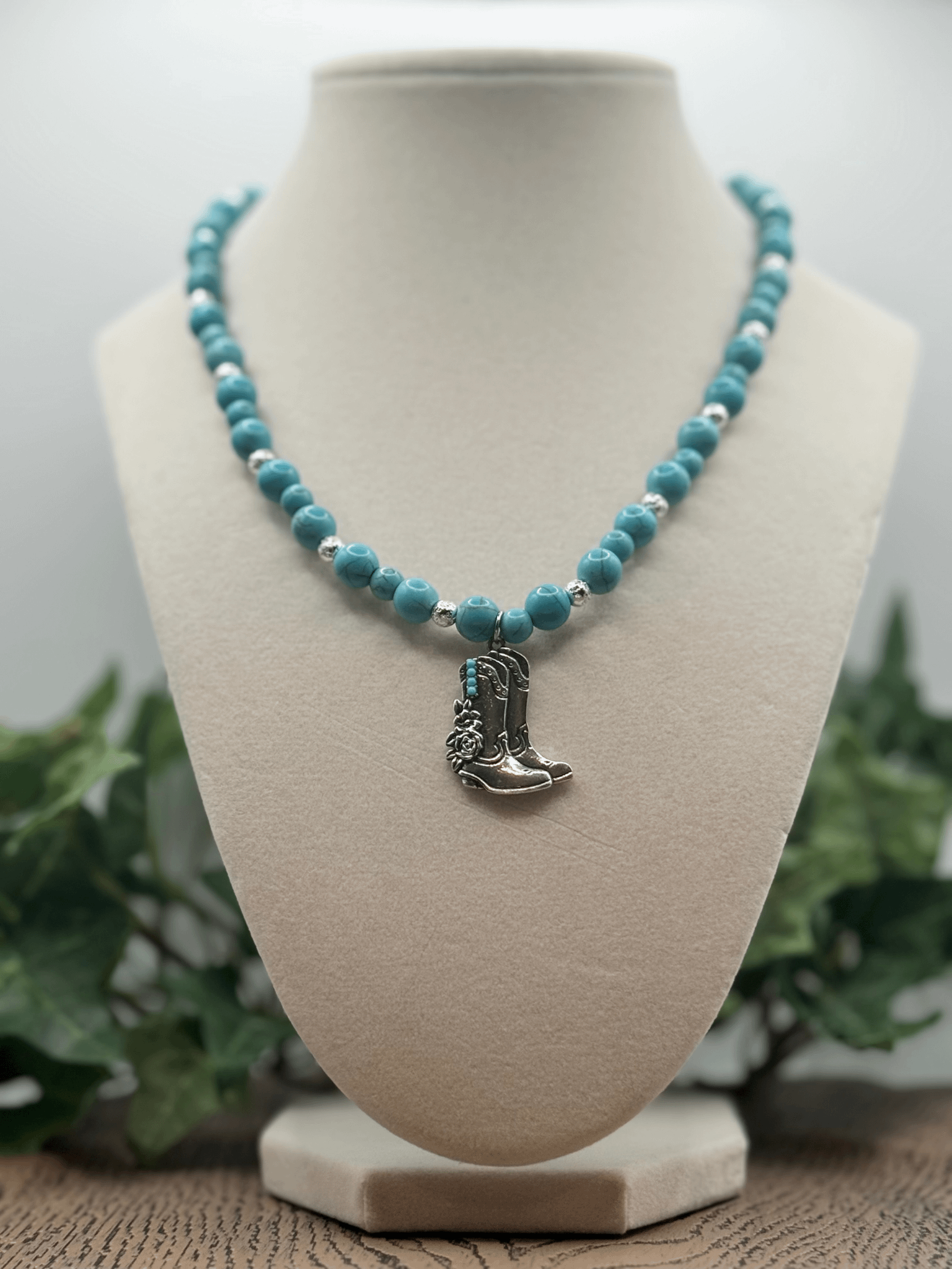 Turquoise Boots and Flowers Necklace product image (1)