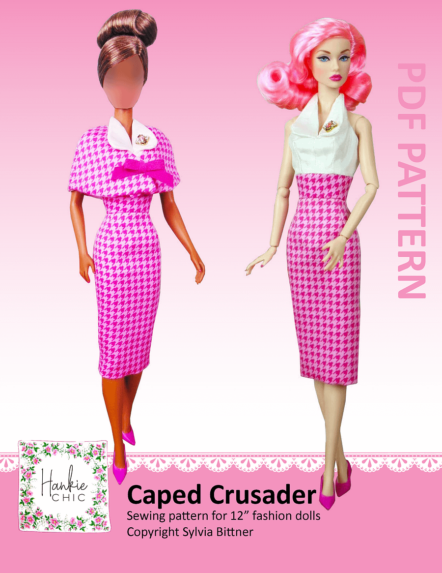 Caped Crusader sewing pattern for 12" fashion dolls product image (1)