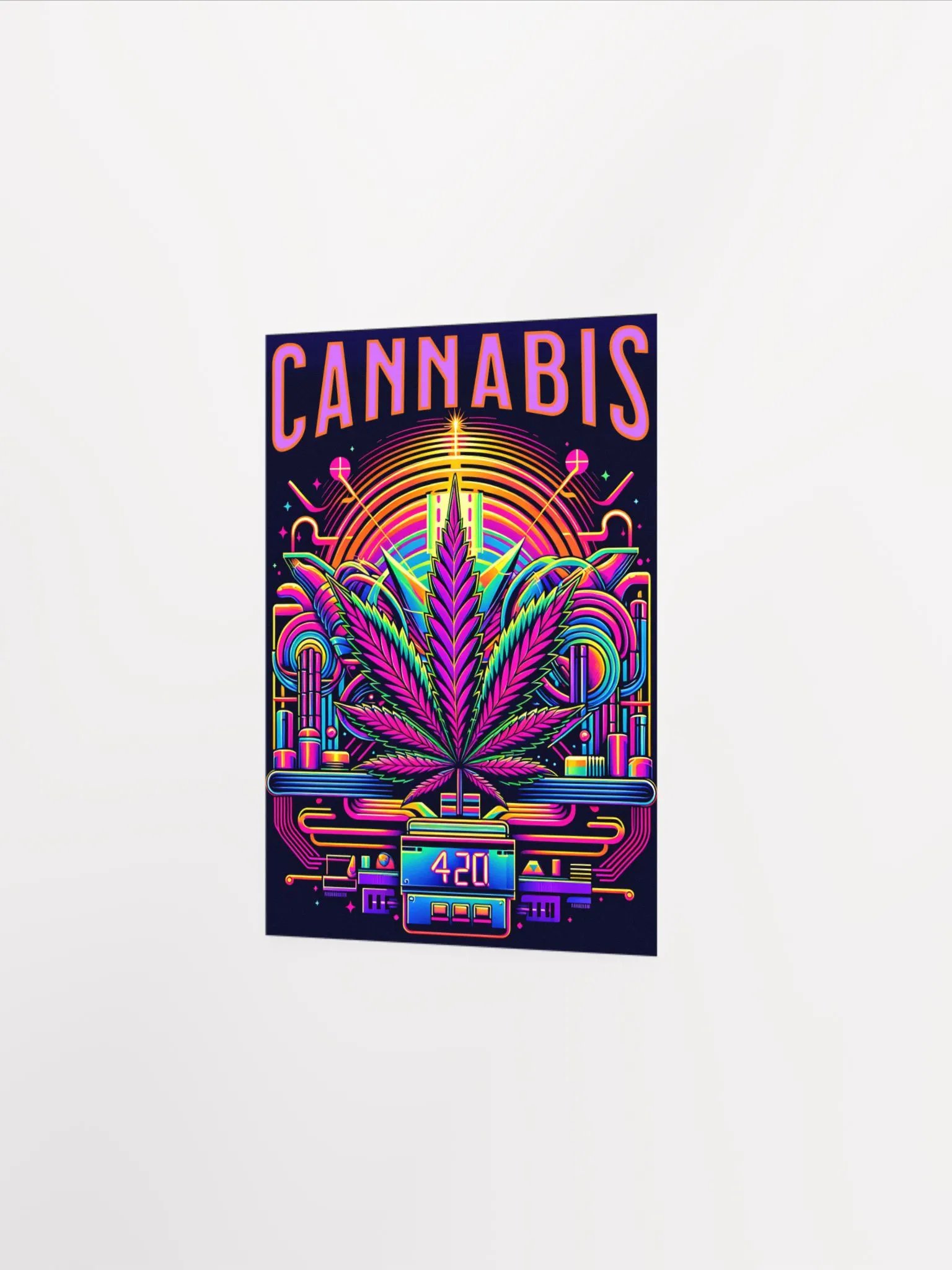 Cannabis 420 Synthwave Poster – Neon Glow Wall Art for Stoners product image (3)