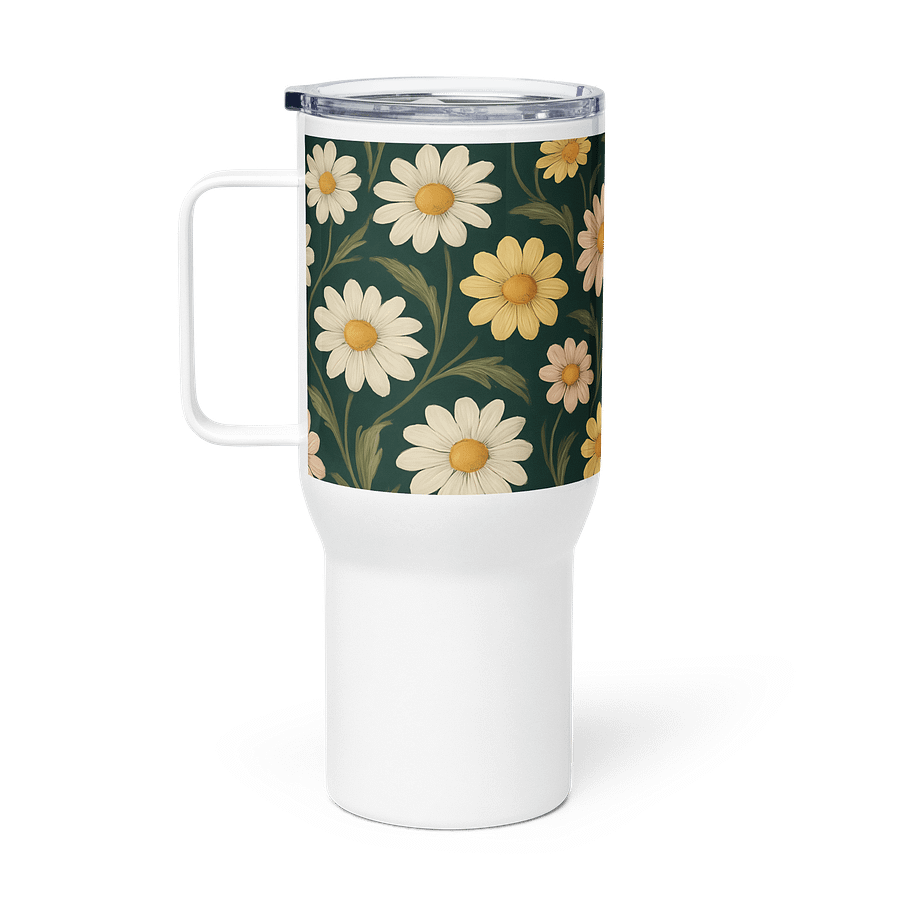 Daisy Bloom Travel Mug with Handle – 25oz / 40oz Floral Coffee Tumbler product image (1)