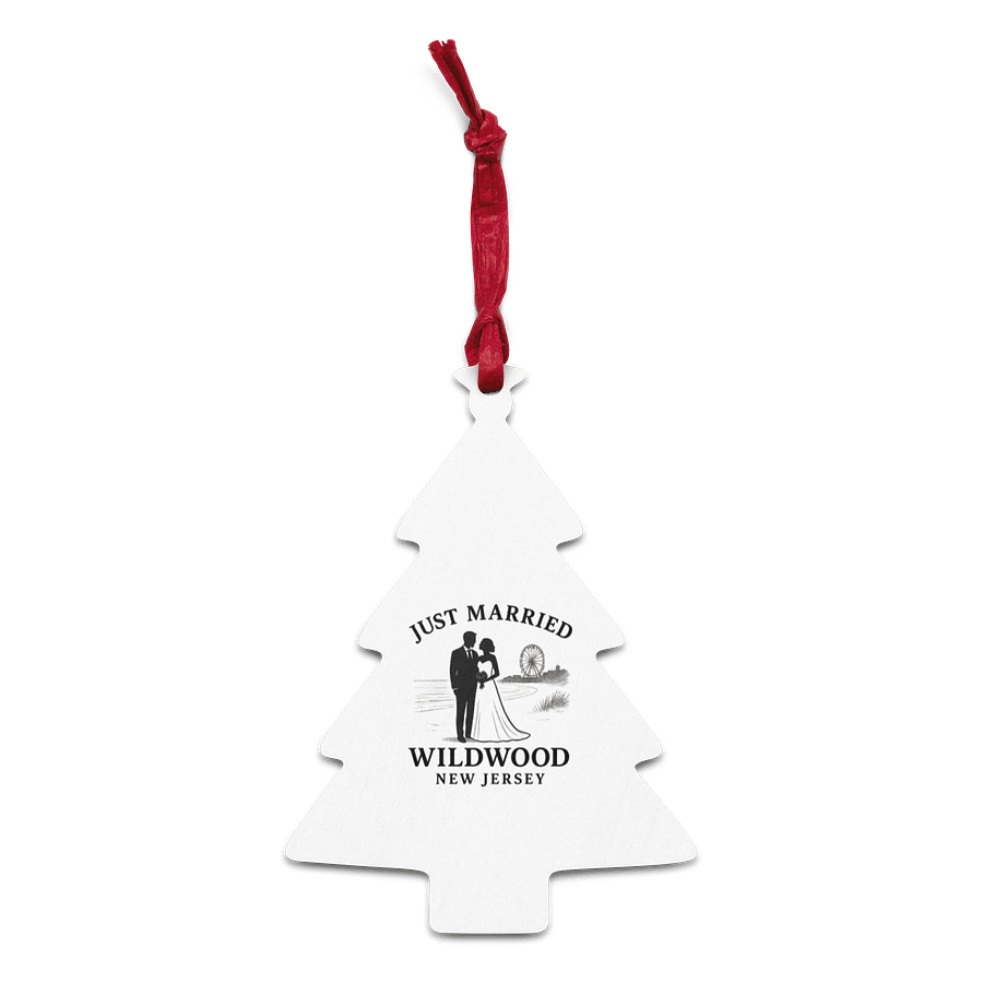 Wildwood NJ "Just Married" Wooden Christmas Ornament Favor product image (5)