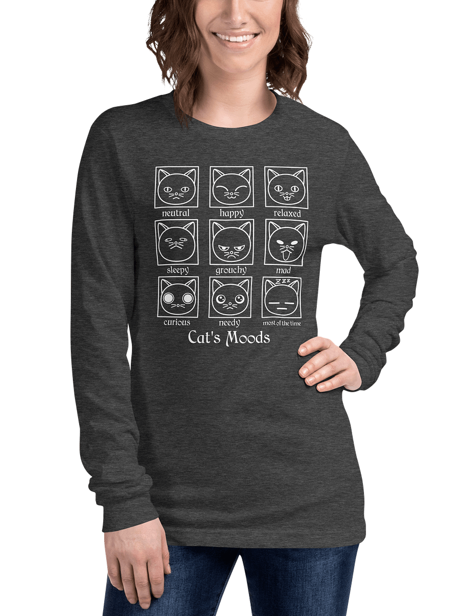 Cat's Moods Unisex Long Sleeve Tee, White Print product image (3)