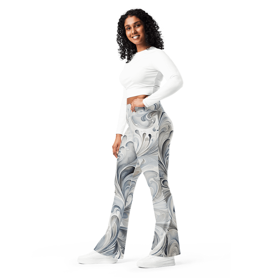 Gray Fractals Flare Leggings product image (10)