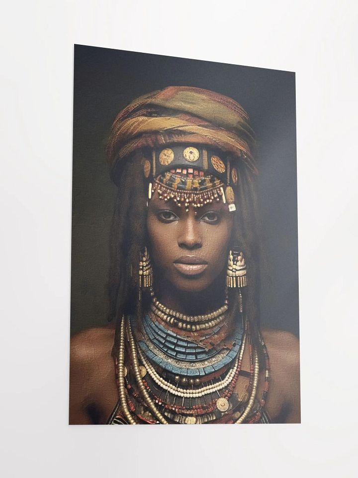African Woman in Traditional Head Dress, Bronze & Blue Stone Jewelry Poster Print, Unframed product image (2)