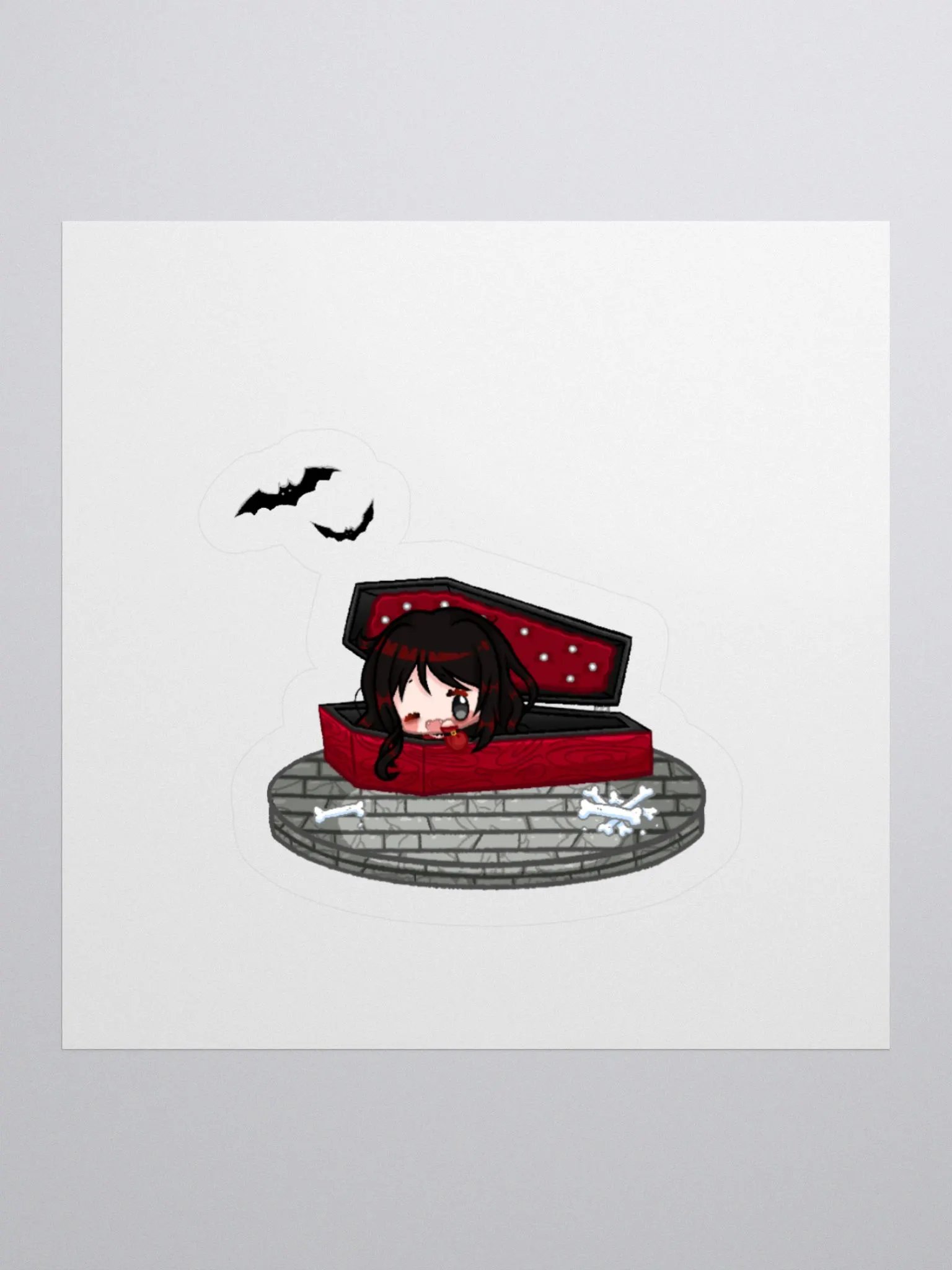Chibi Coffin Velvet Sticker product image (1)