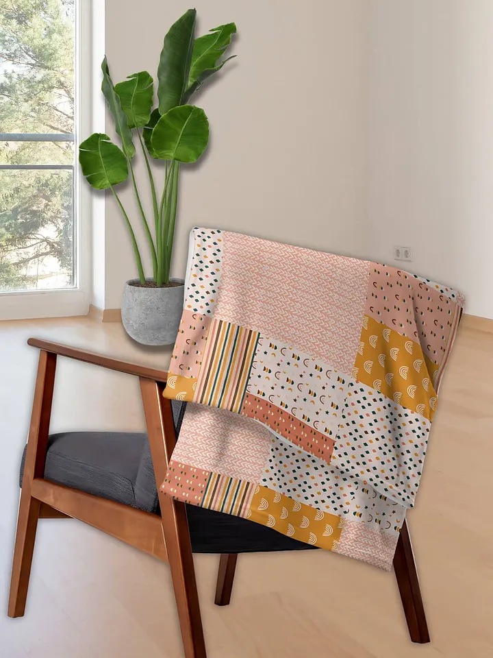 Bohemian Buttercup Rainbow Patchwork Throw Blanket product image (2)