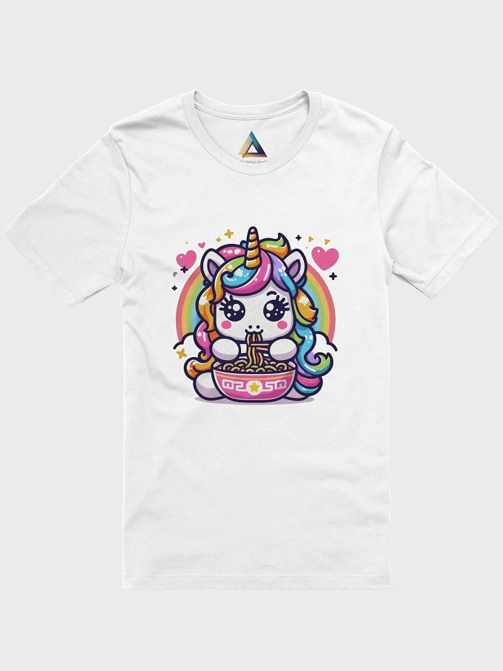 A cute Unicorn eating ramen noodles Triangular Spectrum Logo T-Shirt product image (1)
