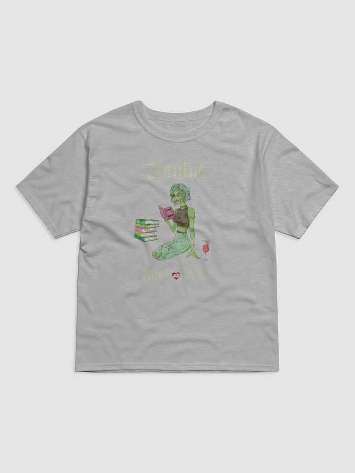Zombie Book Lover Relaxed Grey T-shirt product image (1)