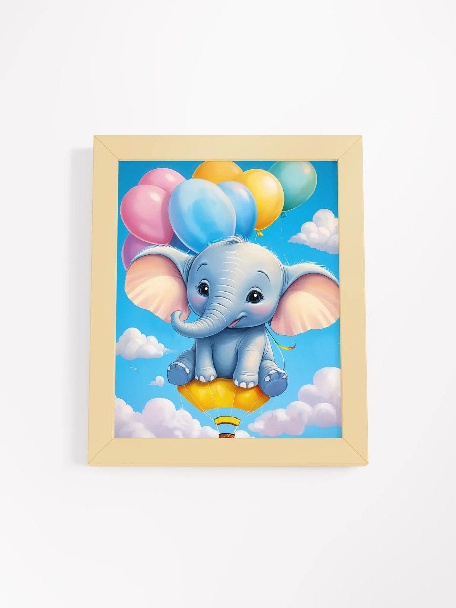 Cheerful Baby Elephant - Nursery Wall Art - Framed product image (1)