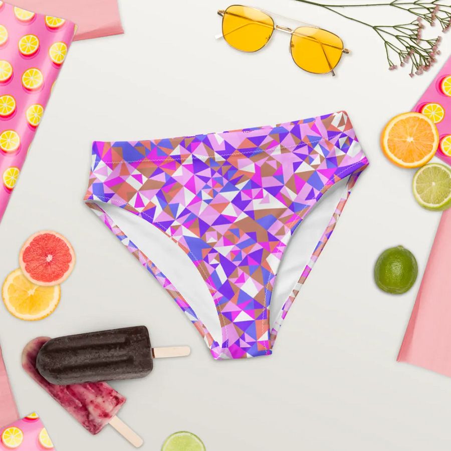 Colorful vector Pattern Design High Waisted Bikini Bottom - v6 product image (8)