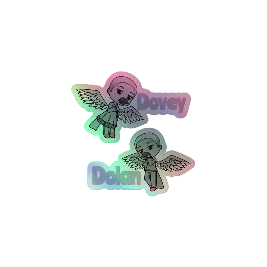 Dovey & Dolan - Collared Doves - The Birds of The Shadow Galaxy - rainbow stickers product image (1)