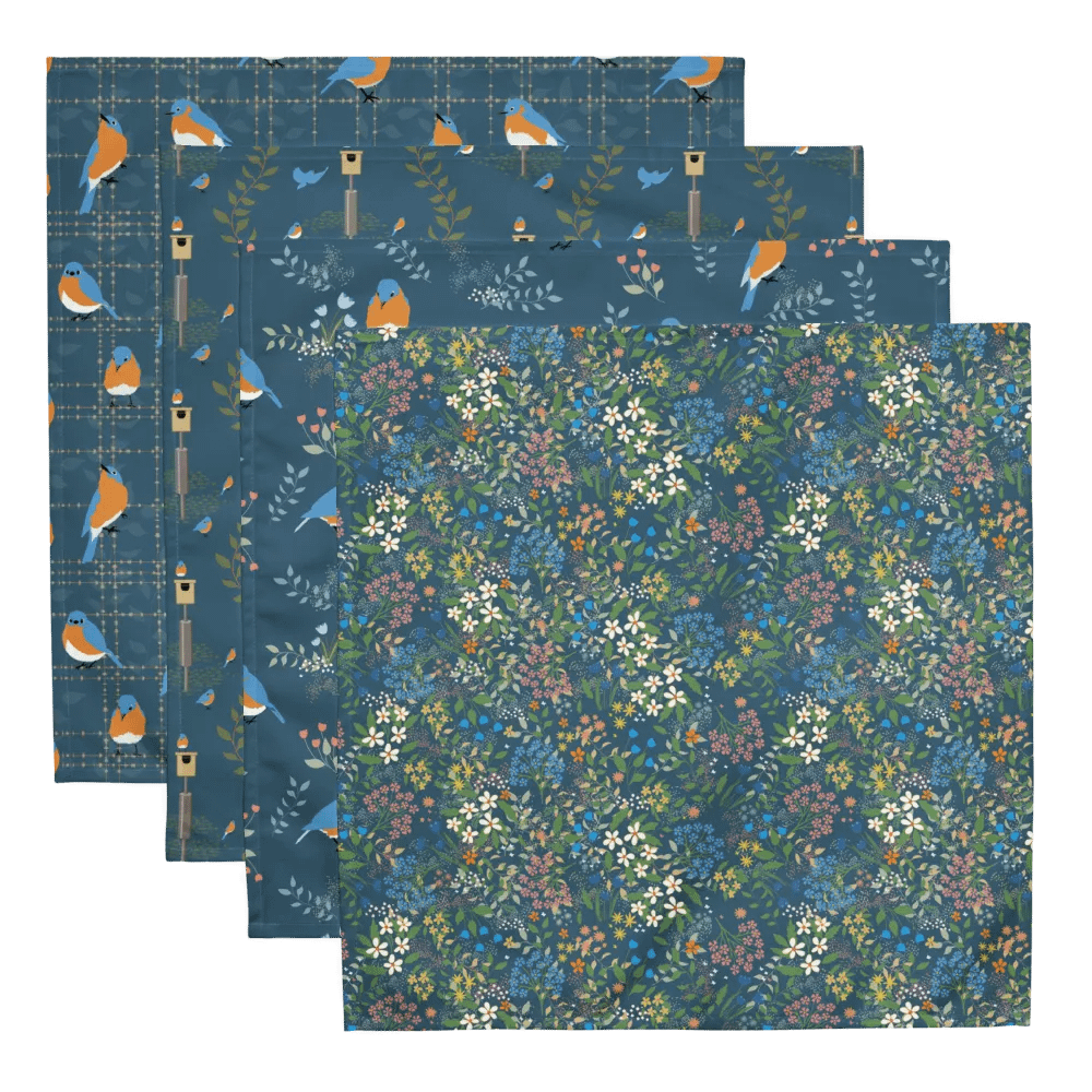 Variety Set of 4 Napkins Featuring Midnight Blues Bluebirds product image (1)
