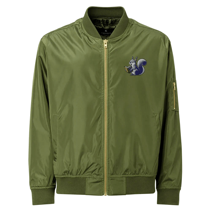 embroidered Happy Squirrel Reading Bomber Jacket product image (1)