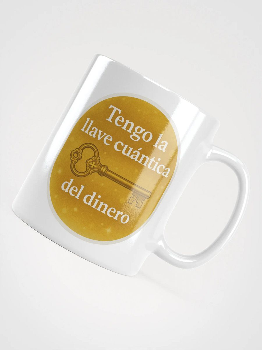 Taza blanca brillante con Llave Cuántica del Dinero product image (10)