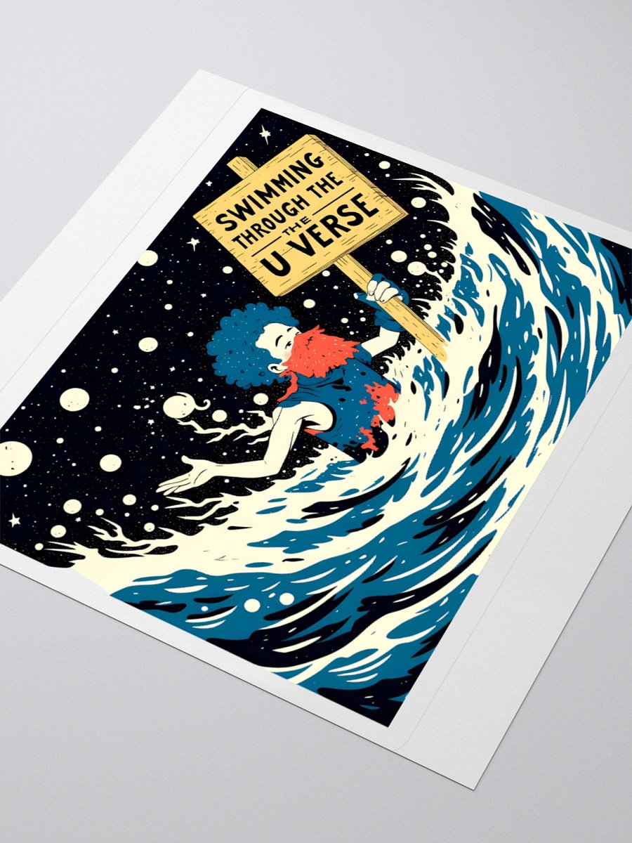 Underwater Cosmic Protest: Swimming Through the U Verse Sticker product image (7)