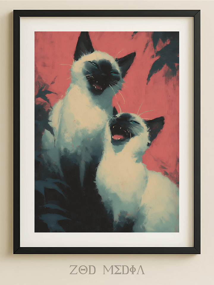 Vibrant Siamese Cat Digital Art Print – 8K HD JPG for Cat Lovers – Whimsical Feline Decor product image (1)