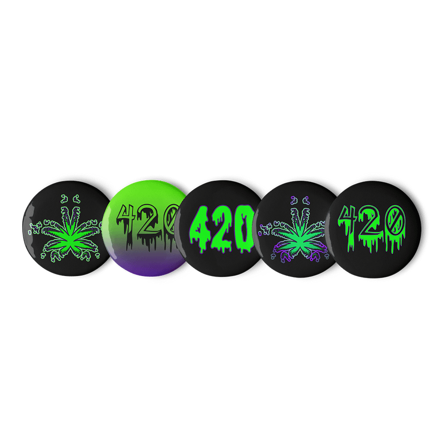 420 Green Purple Pot Leaf Pins, Creepy Cannabis Pin Button Set, Weed Lover Stoner Accessories product image (3)