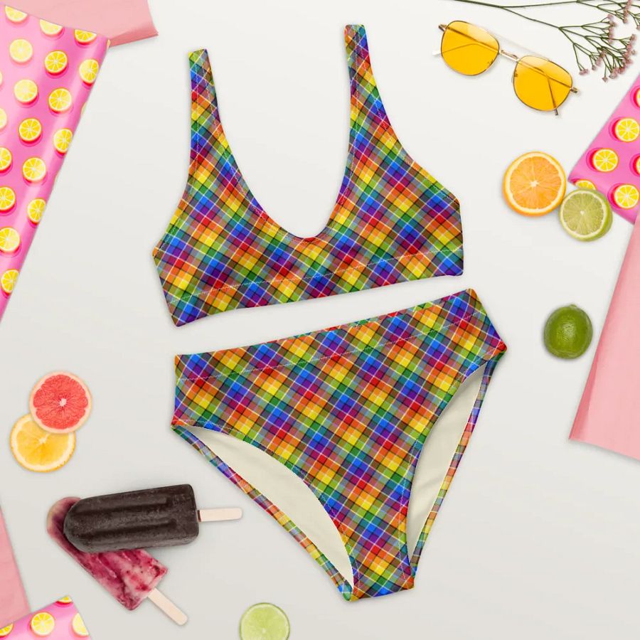 Bright Rainbow Plaid Bikini product image (9)