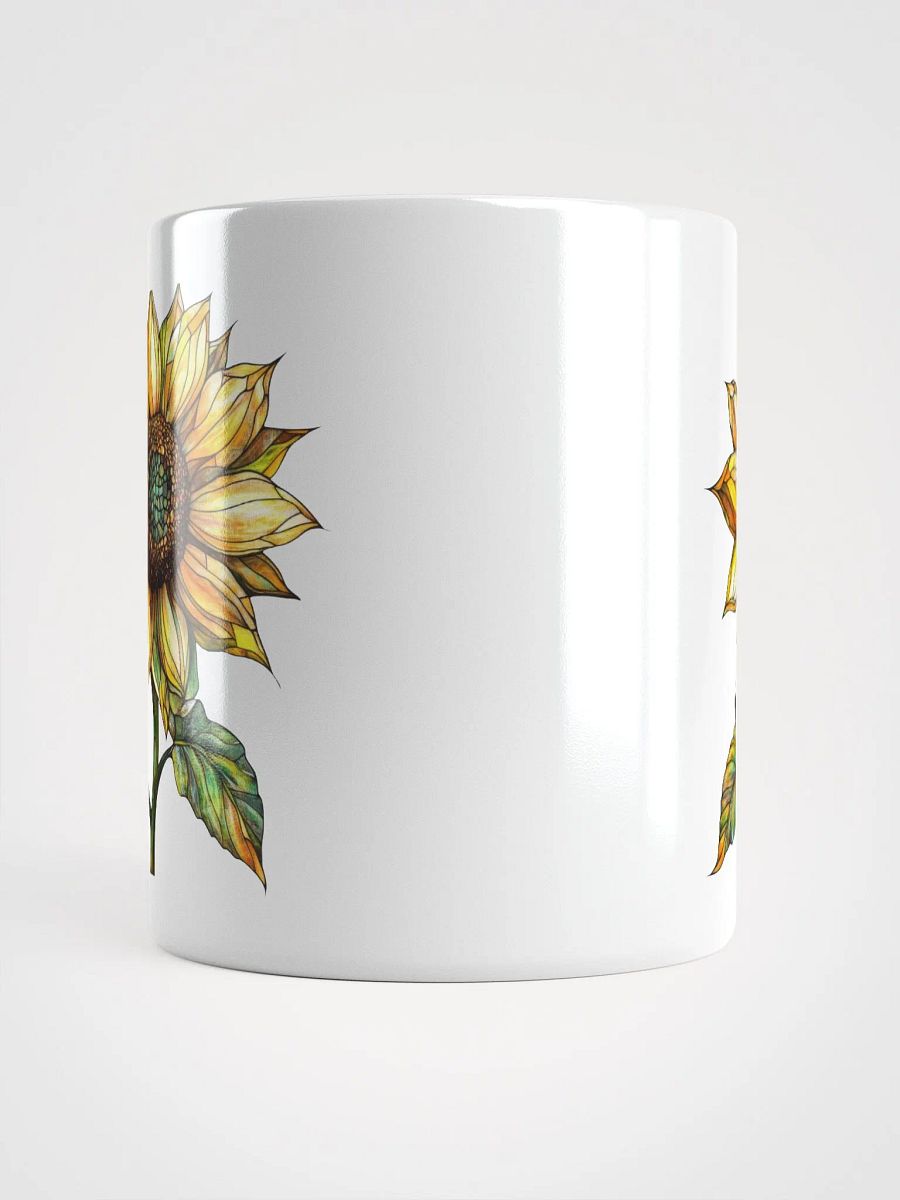 Stained Glass Sunflower White Glossy Mug product image (5)