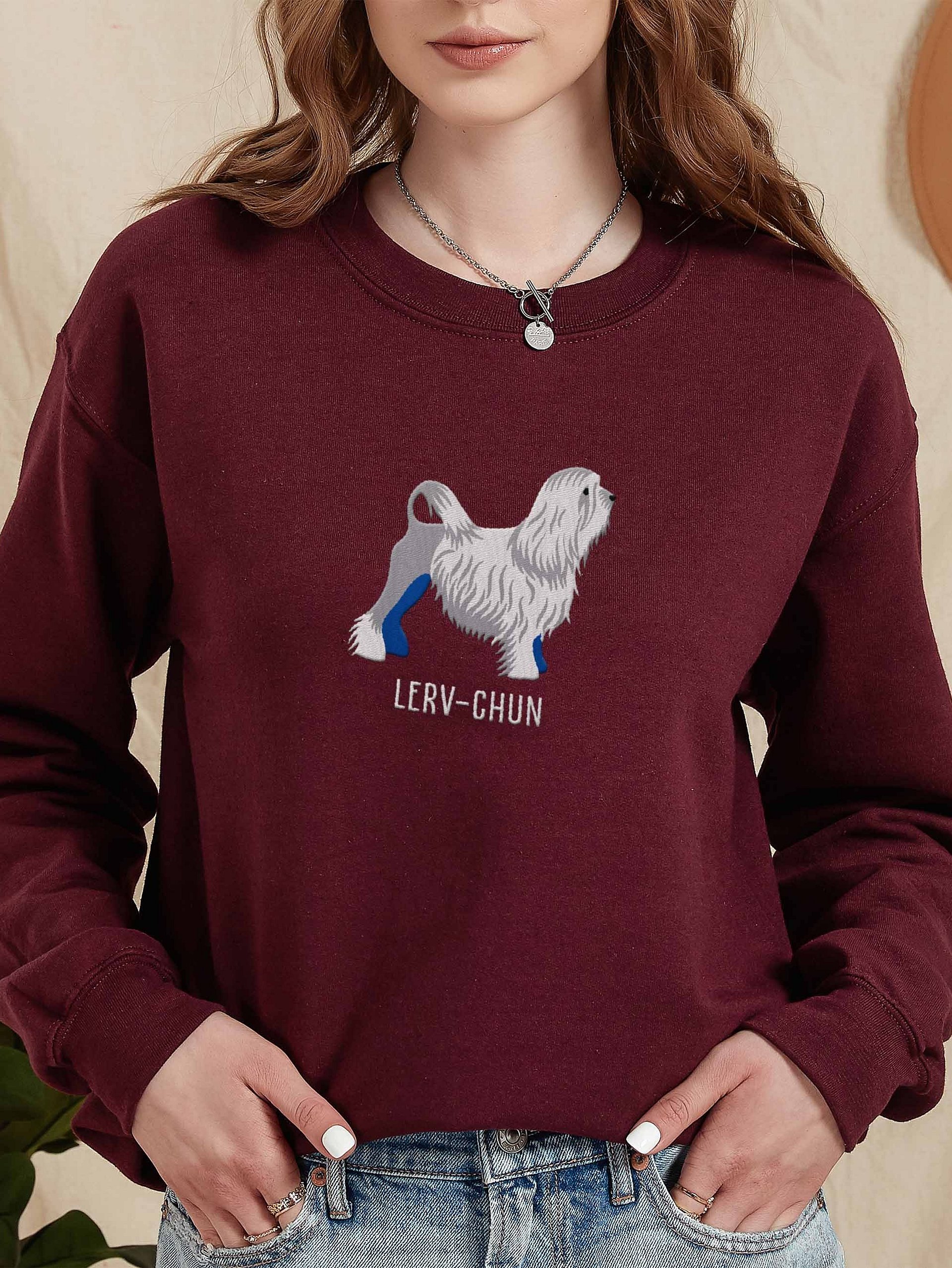 Lerv-Chun Sweatshirt (Embroidered) of a Löwchen(White) product image (2)