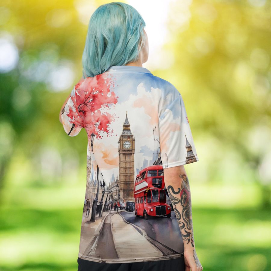 London England Watercolor All Over Print Jersey Shirt product image (9)
