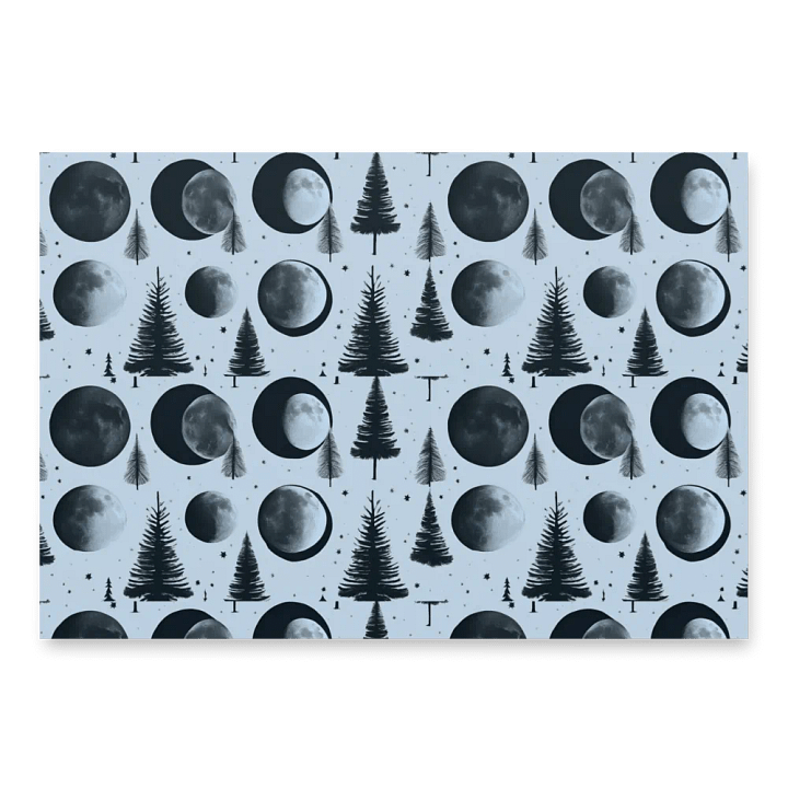 Lunar Phases & Pine Trees Wrapping Paper Set product image (1)