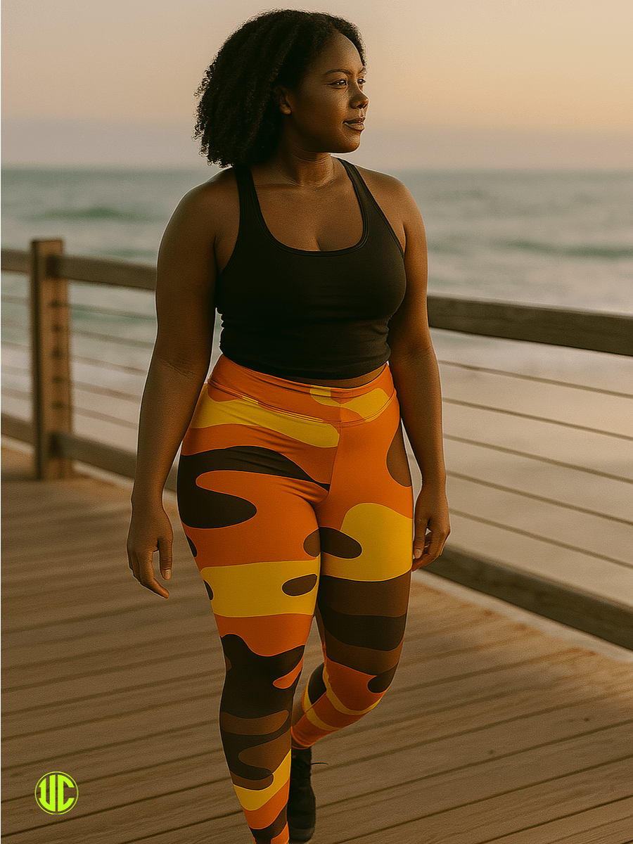 Savage Sunset Orange Camo – Women’s Leggings product image (4)