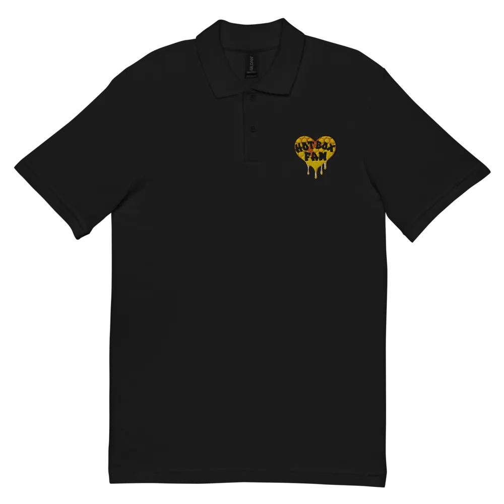 UNISEX HOT BOX FAM GOLD HEART LOGO BLACK POLO product image (2)