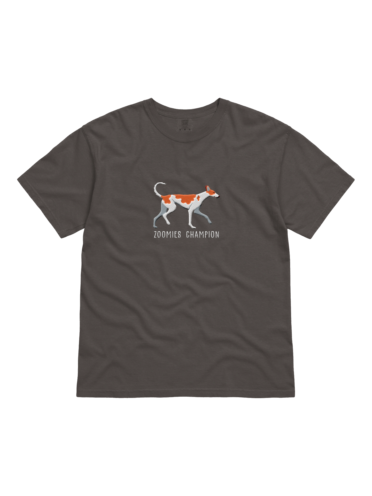 Zoomies Champion T-Shirt(Embroidered) of an Ibizan Hound(Red & White) product image (1)
