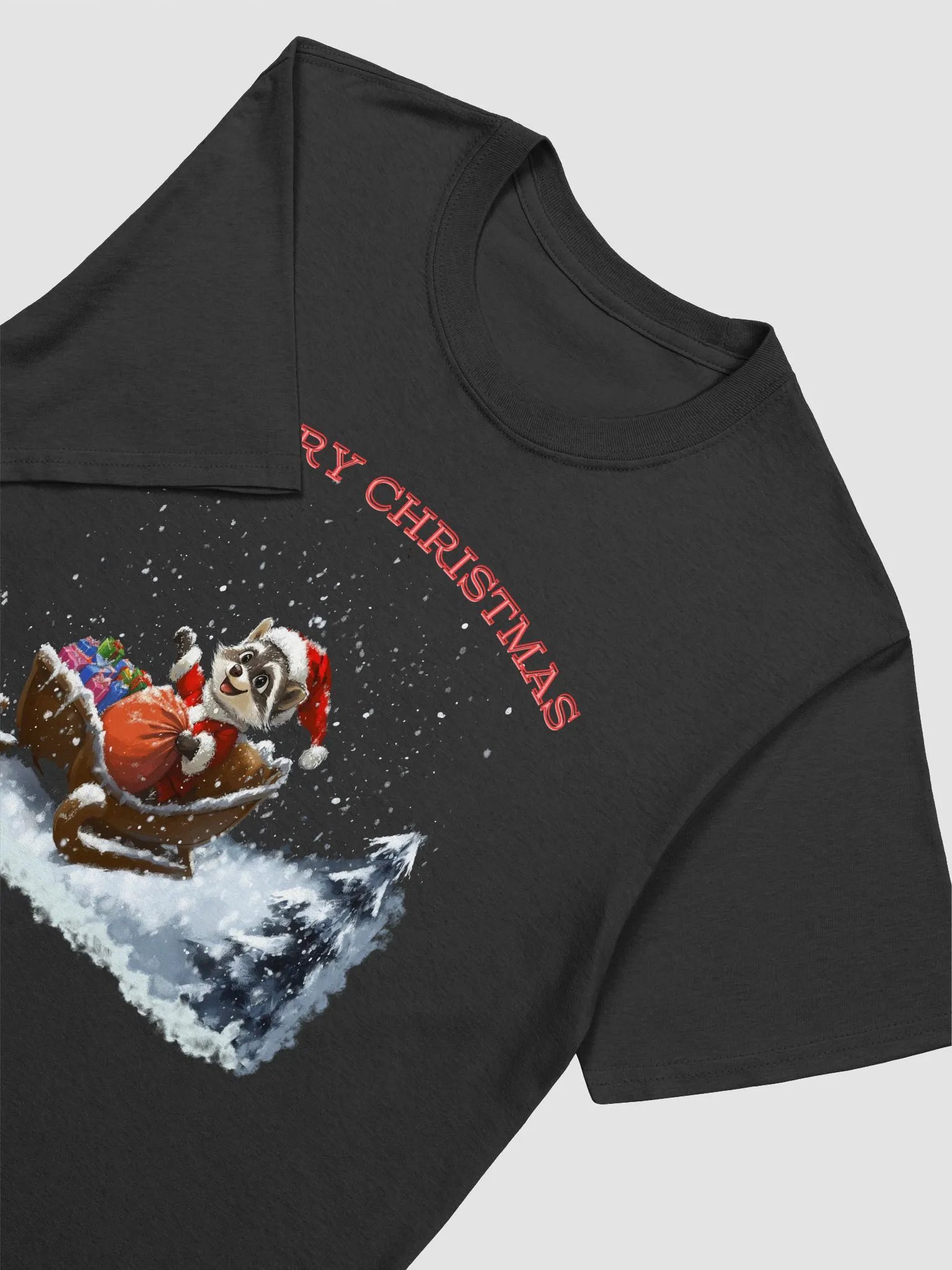 Santa Raccoon Sleigh Ride Christmas T-Shirt product image (3)