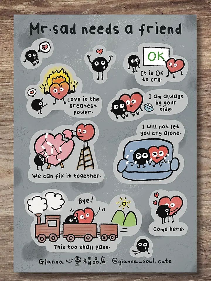 Mr Sad needs a friend | Positivity Sticker Sheet product image (1)