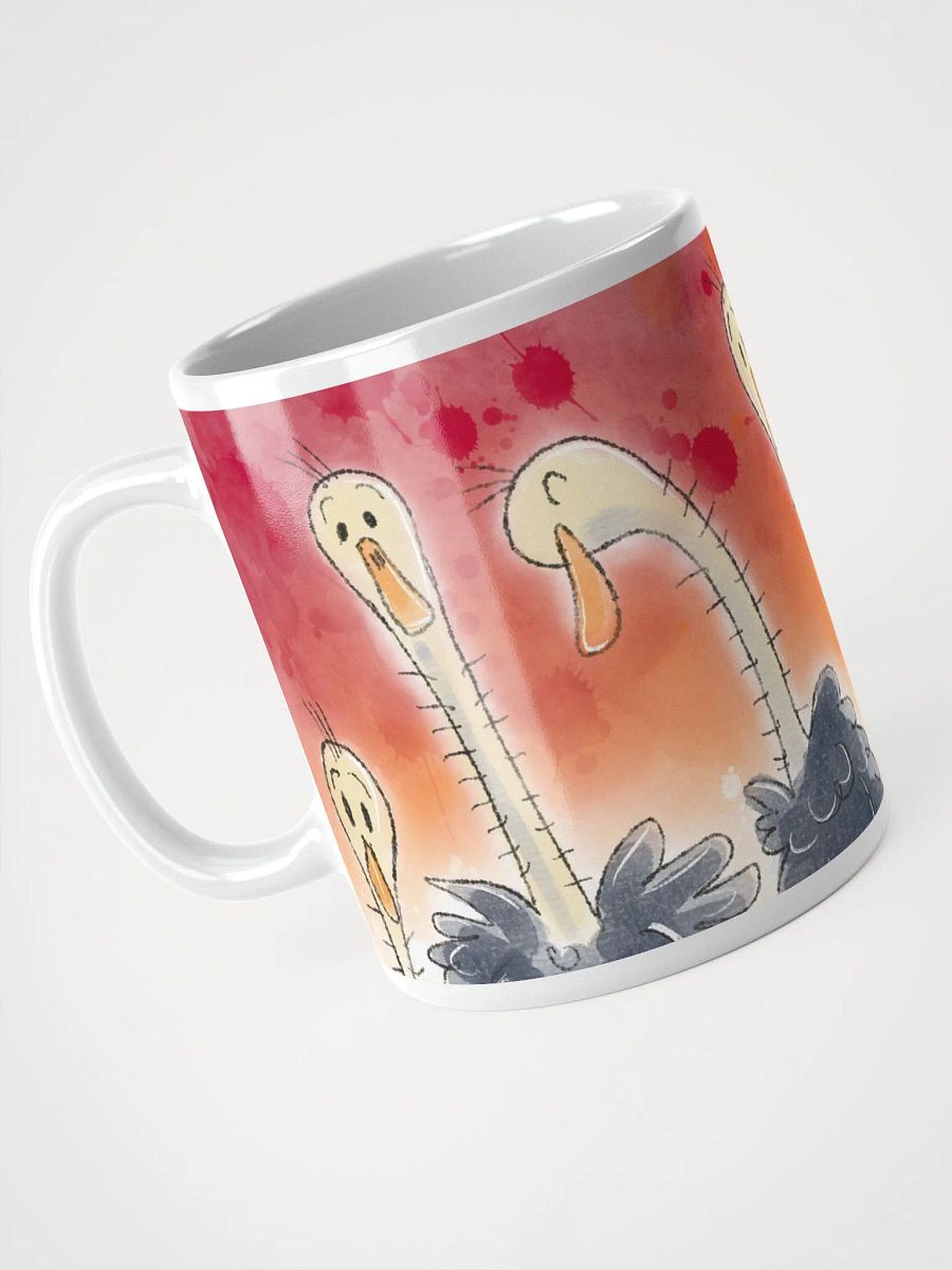 Hand Drawn Expressive Ostriches White Glossy Mug product image (8)