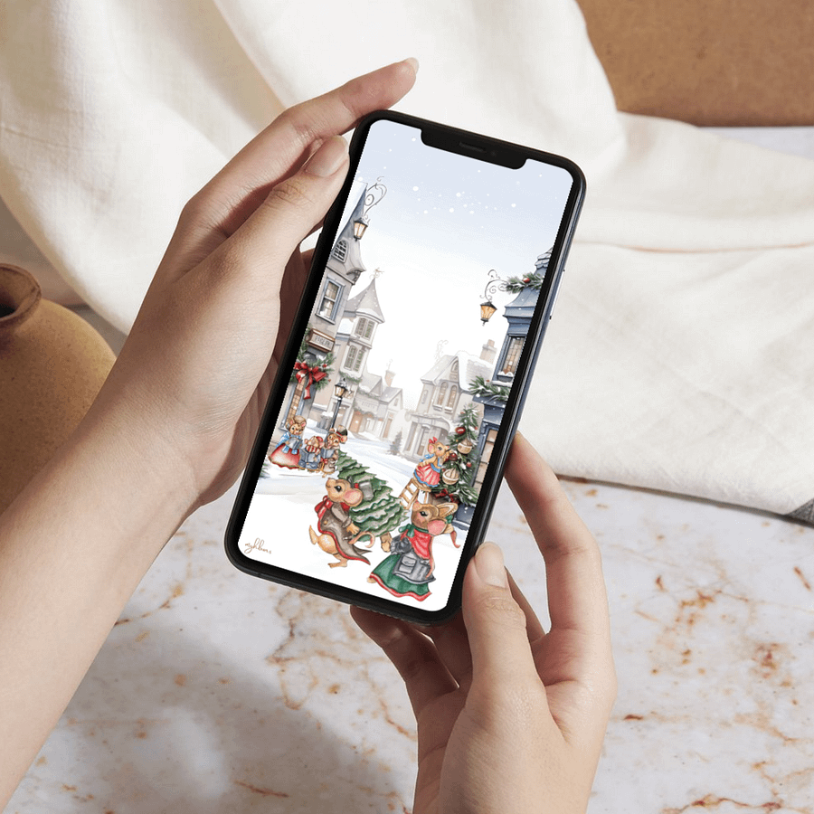 Prelude to Christmas Smartphone Digital Wallpaper | Festive Holiday Phone Background | Instant Download product image (6)