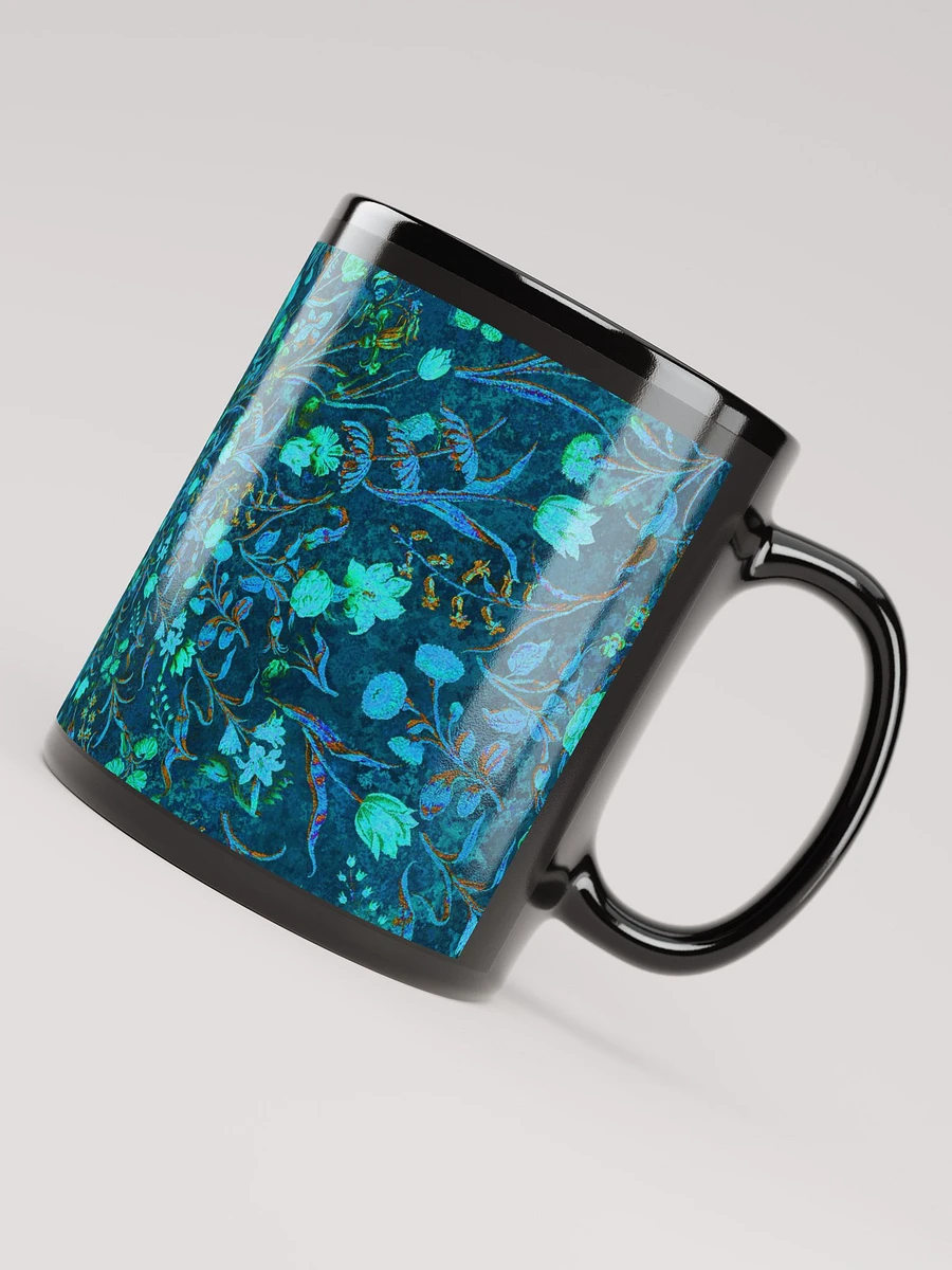 Blue Green Medieval Flowers Black Coffee Mug product image (8)