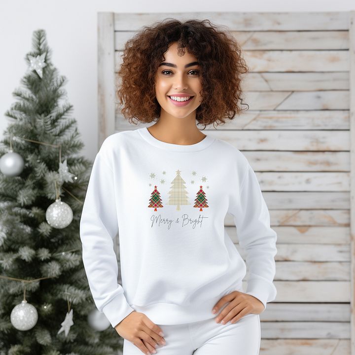 Merry & Bright Plaid Christmas Crewneck product image (1)