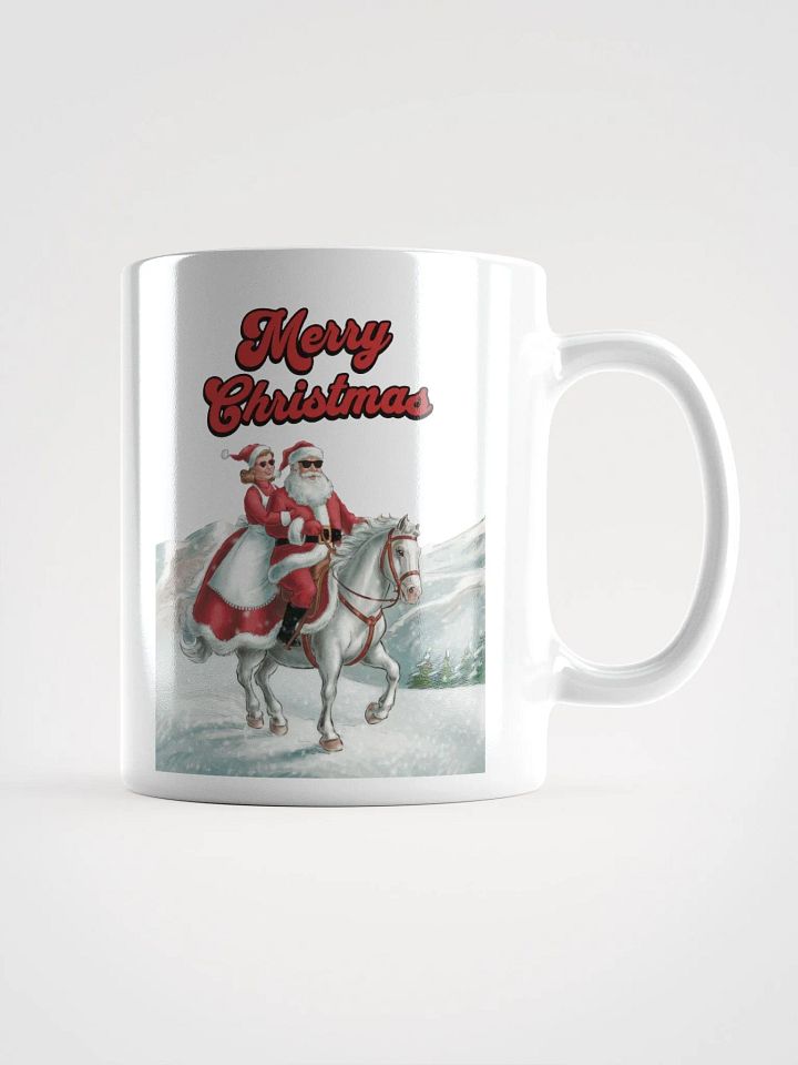 Mr. and Mrs. Santa Claus Horse Riding White Mug product image (1)
