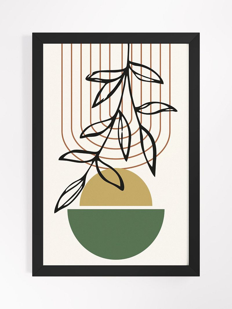 Golden Leaf Abstract Framed Poster