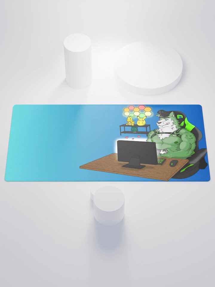 Cozy Wolf Dad Gaming Mouse Pad (Blue / Right) product image (1)
