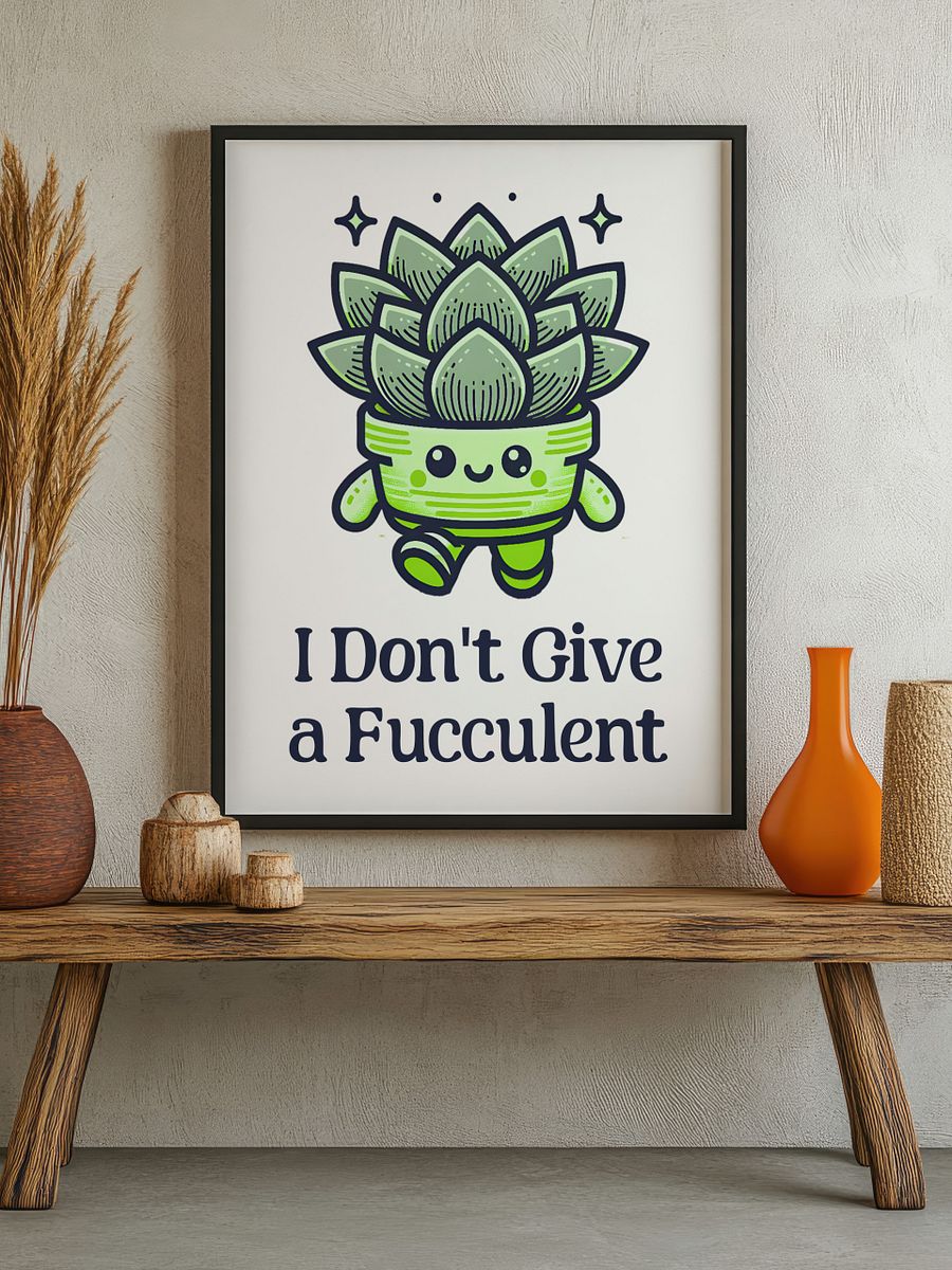 I Don't Give a Fucculent Funny Punny Retro Succulent Poster product image (3)