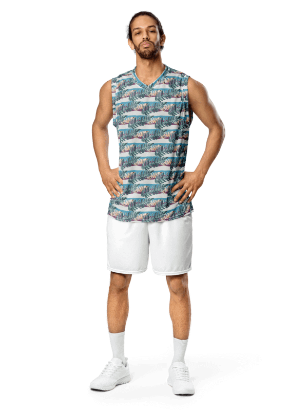 Tropical Stripes | Recycled Unisex Basketball Jersey product image (1)