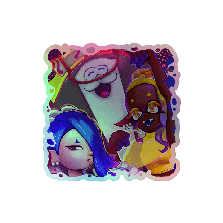 Repping the Splatlands - Colorful Game Fanart - Holographic Sticker - Art by CosmicChroma product image (2)