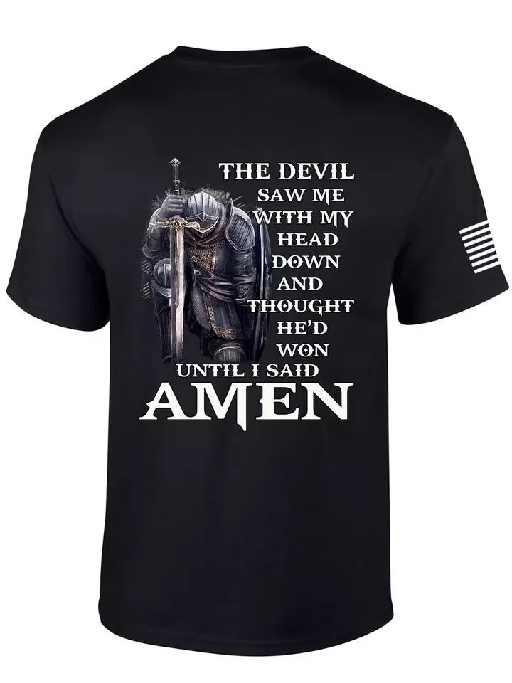 Mens Christian T-shirt Devil Thought He'd Won Short Sleeve T-shirt product image (2)