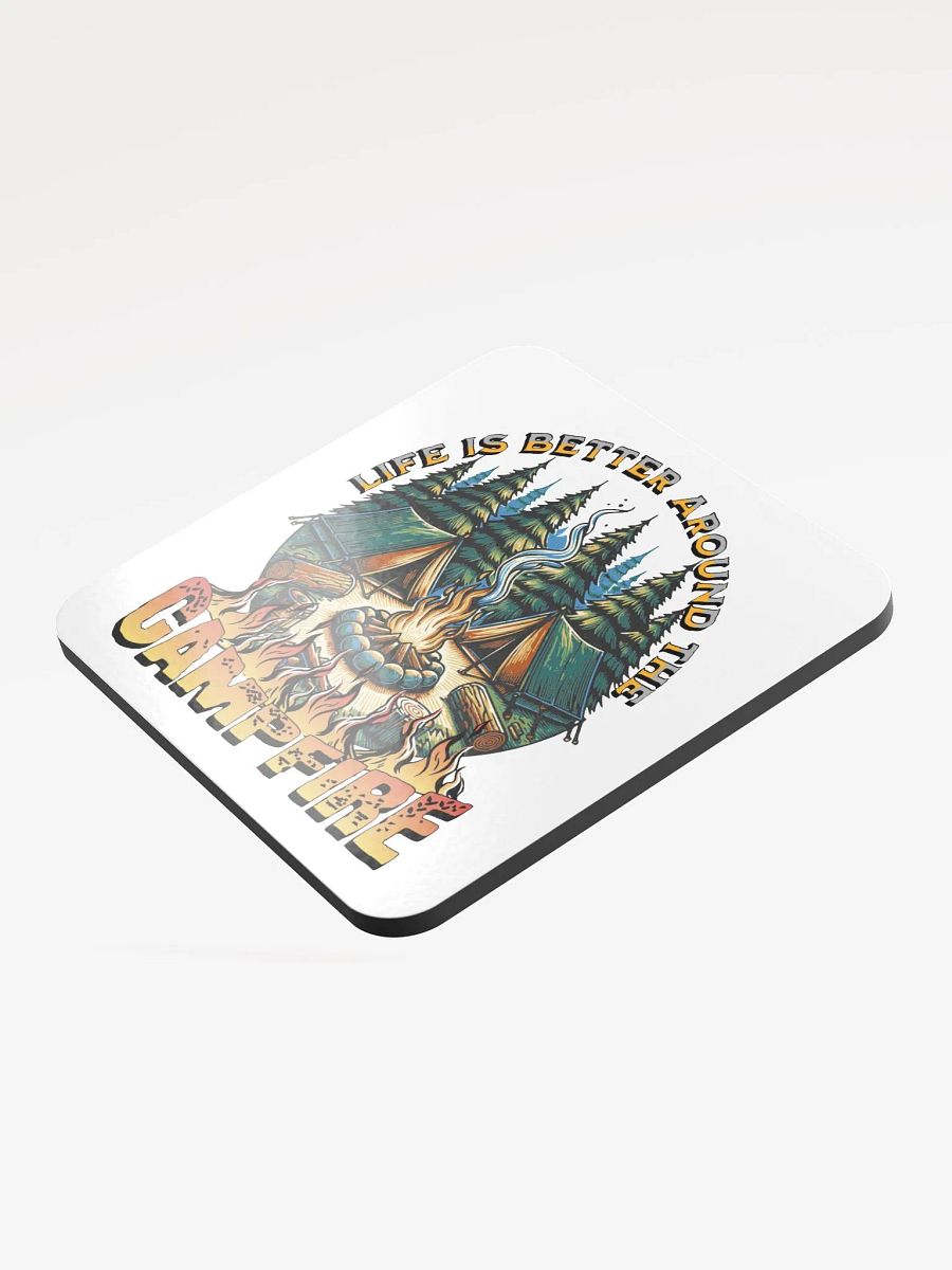 Life Is Better Around The Campfire Vibes Glossed Cork Coaster product image (3)
