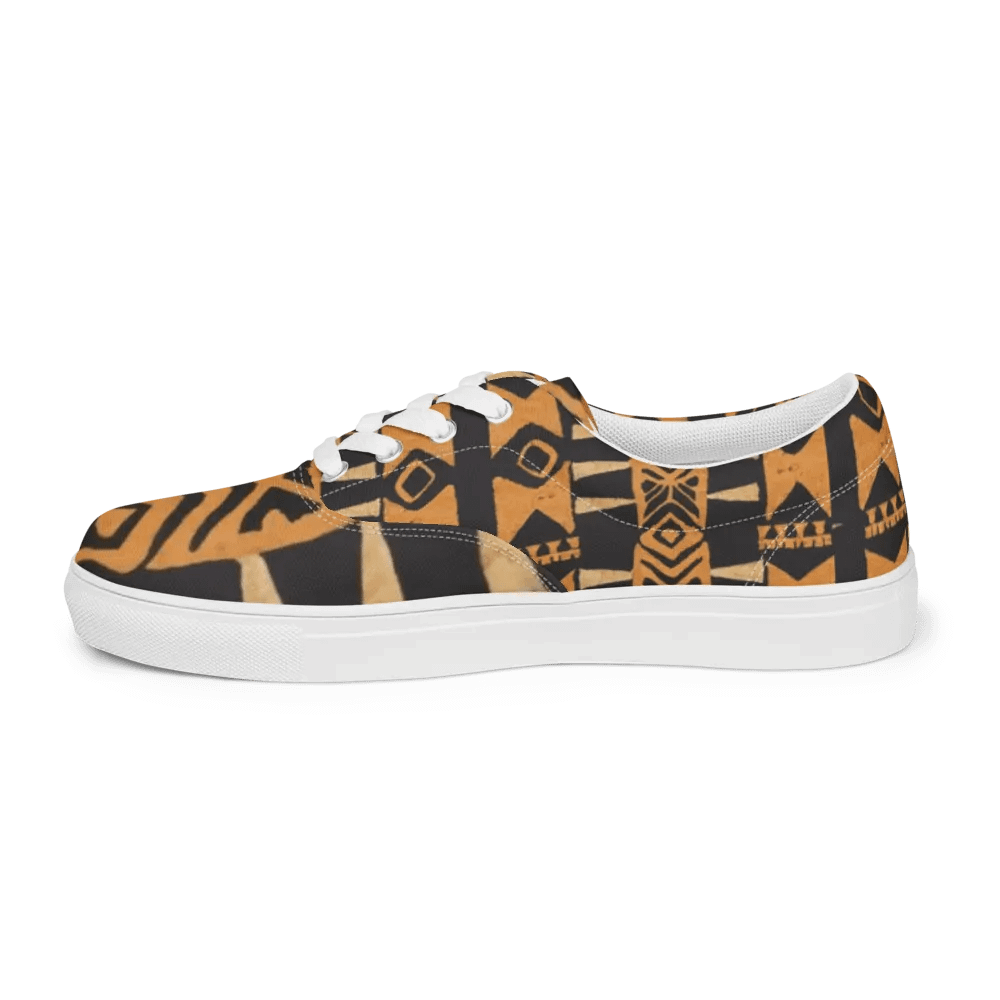 Men's African-Inspired Brown/Black Lace-up Canvas Shoes product image (9)