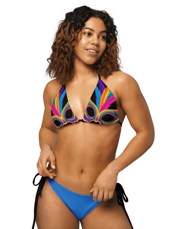 Low Rise Cheeky String Bikini, Mardi Gras Top, Blue Bottoms product image (4)