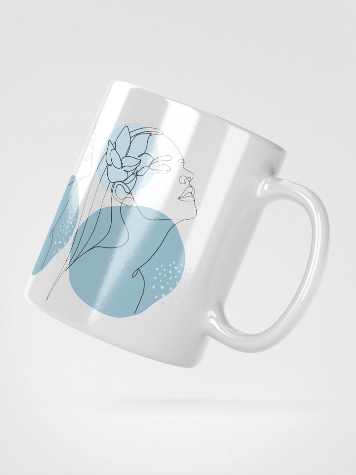 Mug Blanc Equilibre Femme Bleu Pâle - Clarté d'Esprit - Idée Cadeau Raffiné product image (2)
