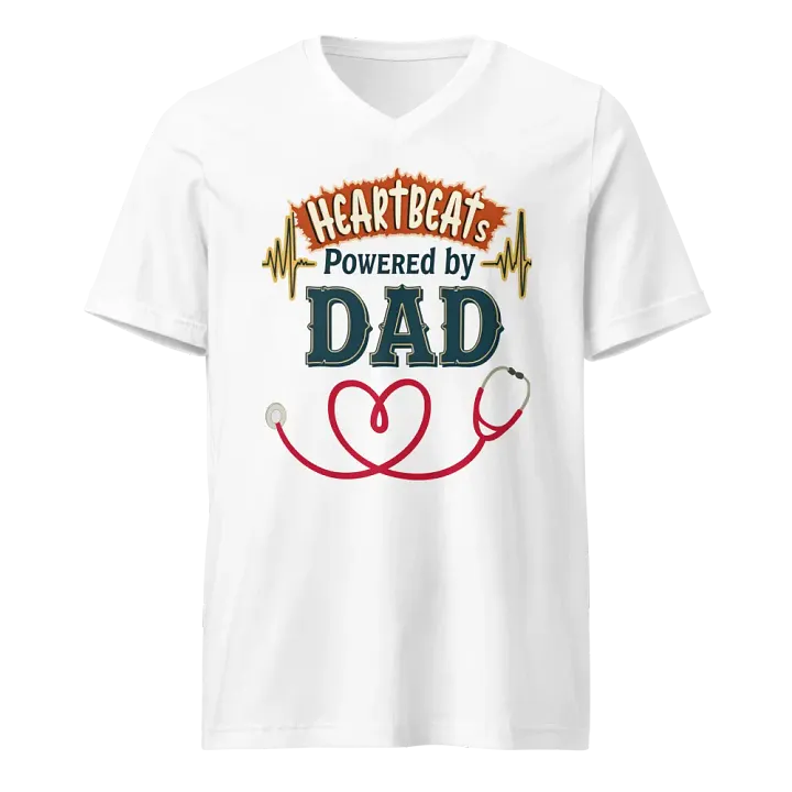 Dad-Powered Heartbeats V-Neck Tee product image (1)