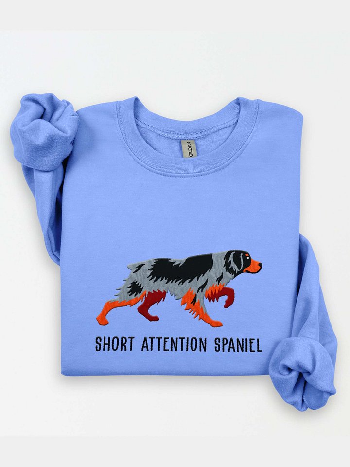 Short Attention Spaniel Sweatshirt (Embroidered) of a Brittany Spaniel(Tricolor) product image (1)