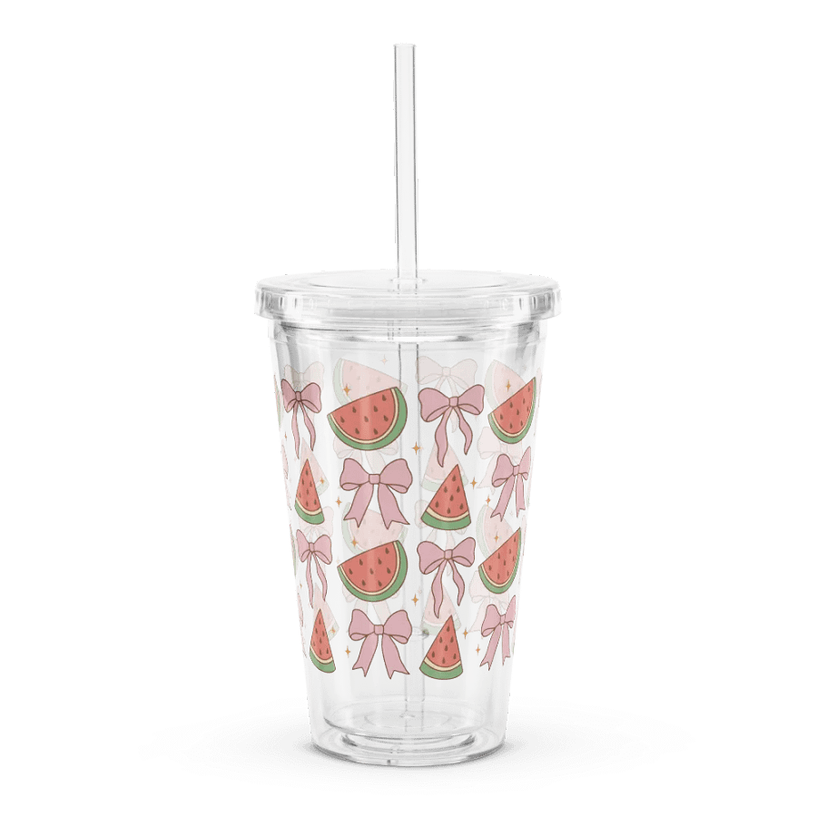 Bows & Watermelons Coquette Double Wall Clear Plastic Tumbler (16 oz) product image (1)